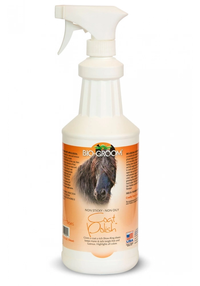 Спрей-блеск антиколтун для лошадей, Bio-Groom Coat Polish Horse, 946 мл