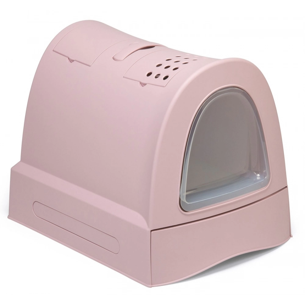 Закрытый туалет для кошки с выдвижным лотком (40х56х42см), Imac Zuma, розовый