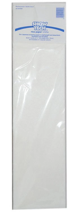 Рисовая бумага для папильоток, белая (10х40см), Show Tech Rice Paper 100шт