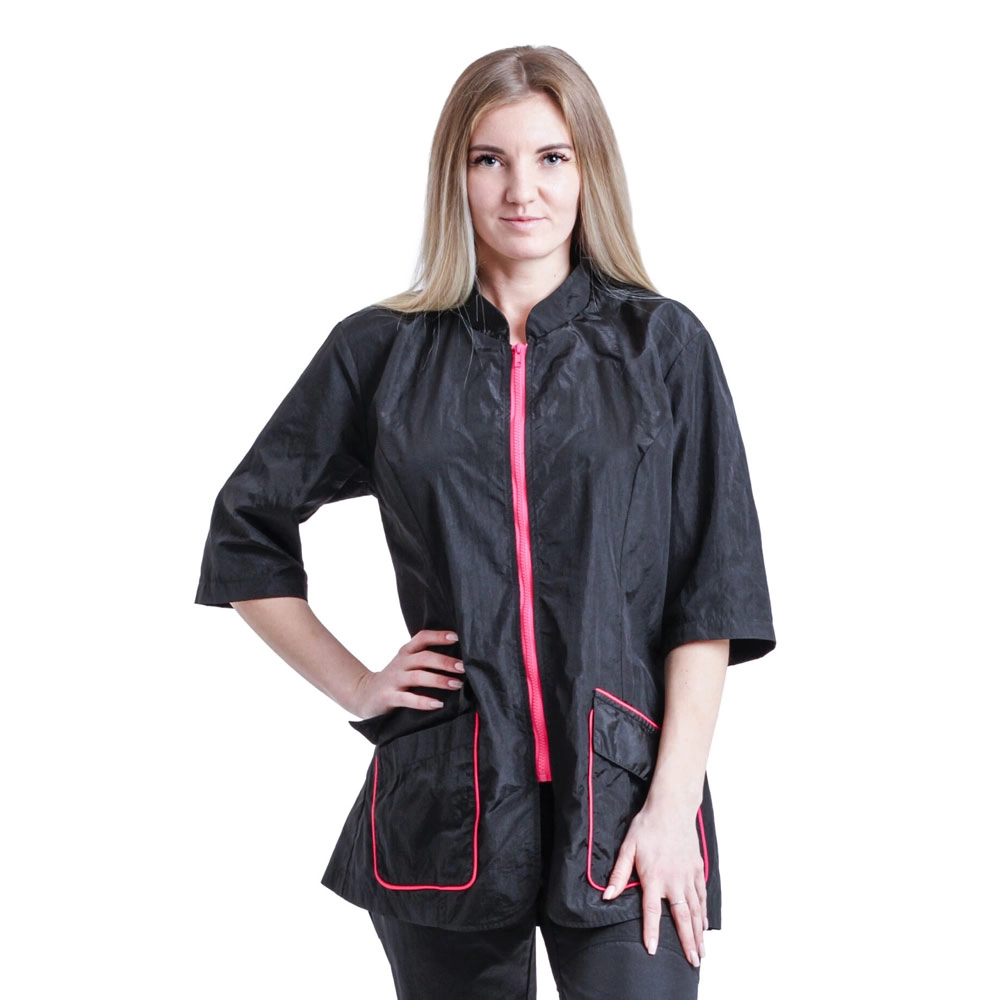 Блуза грумера, модель Pulsar Лого, черная с розовым кантом Space Groom, размер S