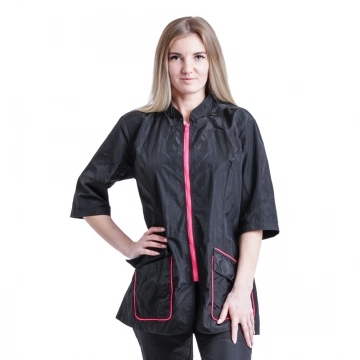Блуза грумера, модель Pulsar Лого, черная с розовым кантом Space Groom, размер XL